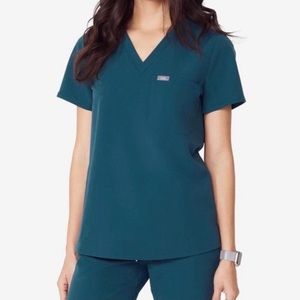 Figs Catarina One Pocket Scrub Top-Caribbean Blue